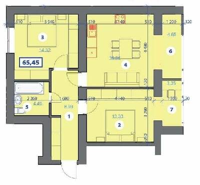2-комнатная 65.45 м² в ЖК Квартал Галицкий от 13 200 грн/м², Ивано-Франковск