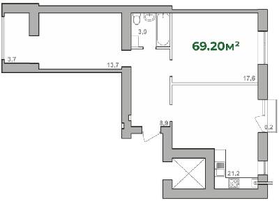2-комнатная 69.2 м² в ЖК Городок Липки от 16 000 грн/м², Ивано-Франковск