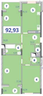 3-кімнатна 92.93 м² в ЖК Квартал Галичанка від 20 150 грн/м², Івано-Франківськ
