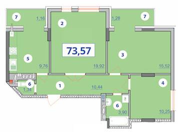 3-кімнатна 73.57 м² в ЖК Квартал Галичанка від 19 350 грн/м², Івано-Франківськ