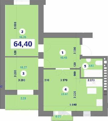 2-комнатная 64.4 м² в ЖК Галицкий 2 от 13 500 грн/м², Ивано-Франковск