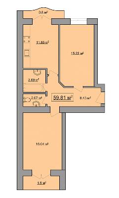 2-комнатная 59.81 м² в ЖК им. Яна от 17 900 грн/м², Ивано-Франковск