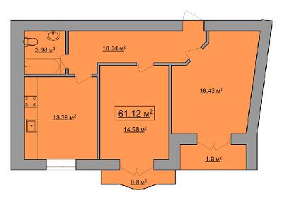 2-комнатная 61.12 м² в ЖК им. Яна от 18 900 грн/м², Ивано-Франковск