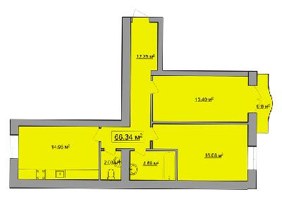 2-комнатная 66.34 м² в ЖК им. Яна от 18 900 грн/м², Ивано-Франковск