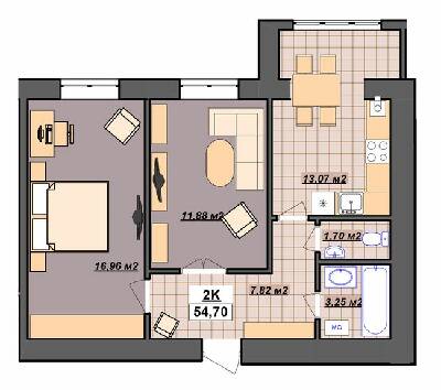 2-кімнатна 54.7 м² в ЖК Гетьманський від 12 800 грн/м², Івано-Франківськ