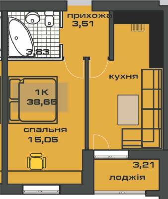 1-кімнатна 38.65 м² в ЖК на вул. Незалежності, 146А від 13 200 грн/м², Івано-Франківськ