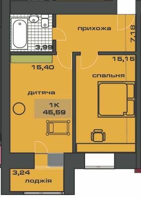1-кімнатна 45.59 м² в ЖК на вул. Незалежності, 146А від 13 200 грн/м², Івано-Франківськ