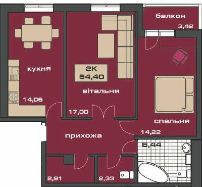 2-кімнатна 64.4 м² в ЖК на вул. Незалежності, 146А від 13 200 грн/м², Івано-Франківськ