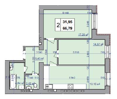 2-кімнатна 66.79 м² в ЖК на вул. Шевченко, 52 від 25 350 грн/м², Івано-Франківськ