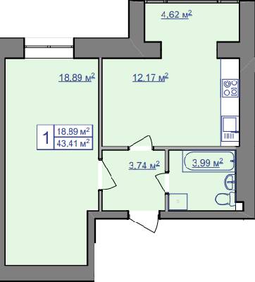 1-кімнатна 43.91 м² в ЖК Парковий маєток від 9 800 грн/м², Івано-Франківськ