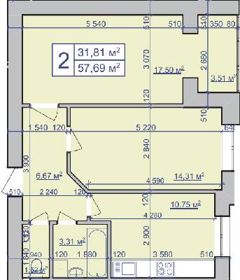2-кімнатна 57.69 м² в ЖК Парковий маєток від 9 600 грн/м², Івано-Франківськ