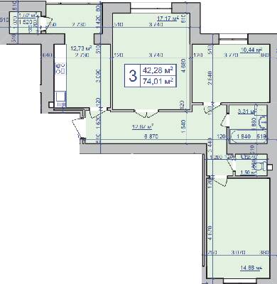 3-кімнатна 74.01 м² в ЖК Парковий маєток від 9 550 грн/м², Івано-Франківськ