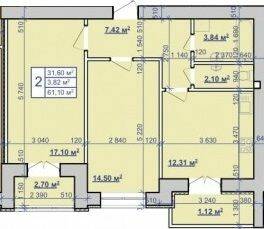 2-комнатная 61.1 м² в ЖК на ул. Пасечная, 52 от 9 650 грн/м², Ивано-Франковск