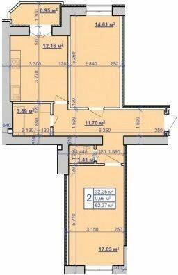 2-комнатная 62.37 м² в ЖК на ул. Пасечная, 52 от 9 650 грн/м², Ивано-Франковск