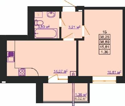 1-кімнатна 38.25 м² в ЖК Світанковий від 10 500 грн/м², Івано-Франківськ