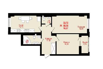 2-комнатная 70.07 м² в ЖК Цитадель-1 от 11 900 грн/м², Ивано-Франковск