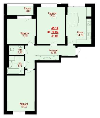3-комнатная 81.03 м² в ЖК Цитадель-1 от 11 900 грн/м², Ивано-Франковск