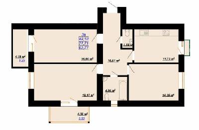3-кімнатна 82.77 м² в ЖК Цитадель-2 від 13 500 грн/м², Івано-Франківськ