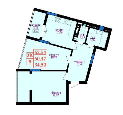 2-комнатная 62.54 м² в ЖК Цитадель-3 от 14 000 грн/м², Ивано-Франковск