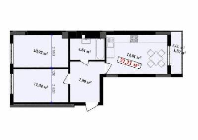 2-кімнатна 51.11 м² в ЖК Імперія від 15 000 грн/м², Івано-Франківськ