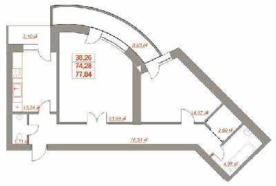 2-кімнатна 77.84 м² в ЖК Ювілейний від 13 000 грн/м², Івано-Франківськ