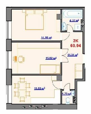 2-кімнатна 60.94 м² в ЖК на пл. Шептицького, 8 від 18 200 грн/м², м. Калуш