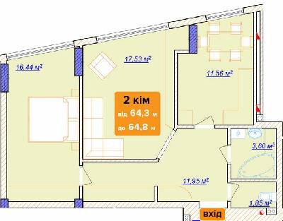 2-кімнатна 64.8 м² в ЖК на вул. Богунська, 1 від 19 150 грн/м², Івано-Франківськ
