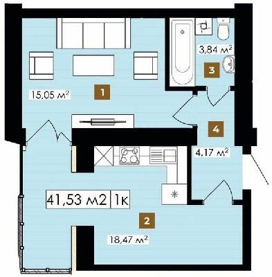 1-комнатная 41.53 м² в ЖК Элитный от 10 900 грн/м², Ивано-Франковск