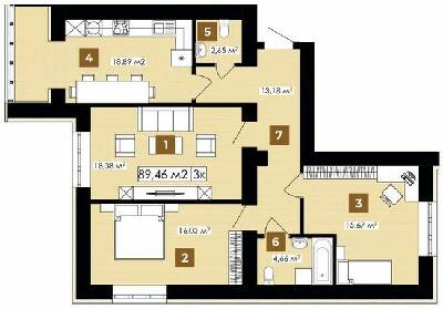 3-комнатная 89.46 м² в ЖК Элитный от 14 700 грн/м², Ивано-Франковск