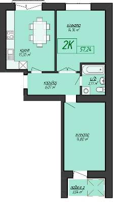 2-кімнатна 57.24 м² в ЖК Козацький від 14 200 грн/м², Івано-Франківськ