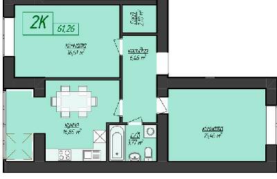 2-кімнатна 61.26 м² в ЖК Козацький від 14 200 грн/м², Івано-Франківськ