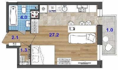 1-кімнатна 35.6 м² в ЖК SunCity від 21 500 грн/м², Одеса