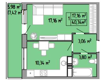 1-кімнатна 40.34 м² в ЖК Акварель-3 від 20 200 грн/м², Одеса