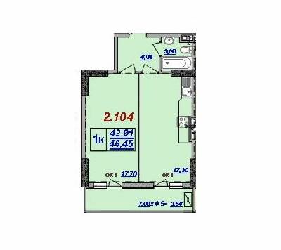 1-кімнатна 46.45 м² в ЖК Мілос від 29 650 грн/м², Одеса