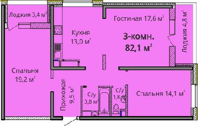 3-кімнатна 82.1 м² в ЖК Альтаїр 3 від 24 650 грн/м², Одеса