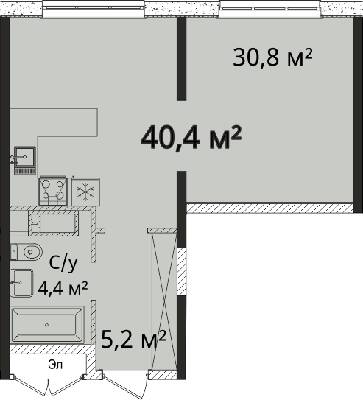 1-кімнатна 40.4 м² в Апарт-комплекс Літературний від 25 350 грн/м², Одеса