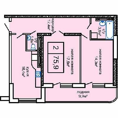 2-кімнатна 75.9 м² в ЖК Вернісаж від 23 850 грн/м², Одеса