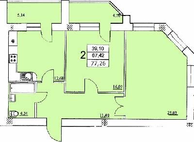 2-кімнатна 77.26 м² в ЖК на Єфимова від 18 500 грн/м², Одеса