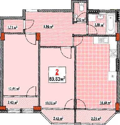 2-комнатная 69.83 м² в КД Консул от 34 700 грн/м², Одесса