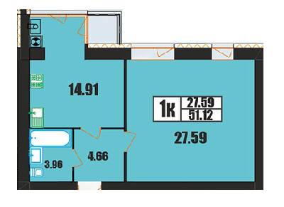 1-комнатная 51.12 м² в ЖК на ул. Панаса Мирного, 20/2 от 17 200 грн/м², Хмельницкий
