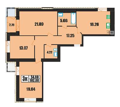 3-комнатная 102.88 м² в ЖК на ул. Панаса Мирного, 20/2 от 14 200 грн/м², Хмельницкий