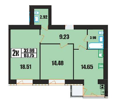 2-комнатная 63.75 м² в ЖК на ул. Панаса Мирного, 20/2 от 15 700 грн/м², Хмельницкий