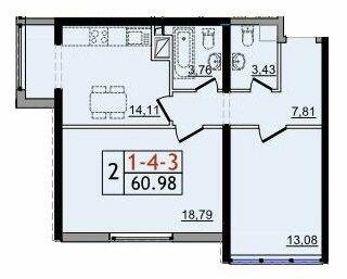 2-кімнатна 60.89 м² в ЖК П'ятдесят четверта перлина від 17 900 грн/м², с. Крижанівка