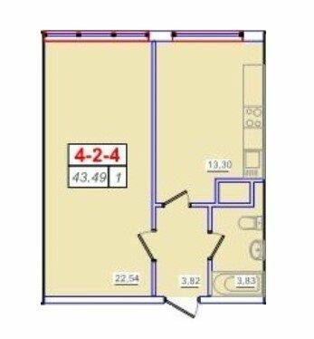 1-кімнатна 43.49 м² в ЖК П'ятдесят третя перлина від 21 350 грн/м², Одеса