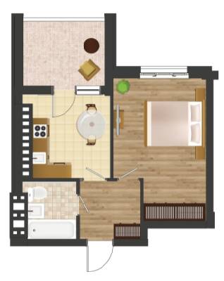 1-кімнатна 42.4 м² в ЖК Золота Ера від 25 150 грн/м², с. Крижанівка