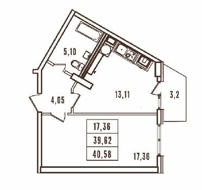 1-кімнатна 40.58 м² в ЖК Континент від 24 500 грн/м², Одеса