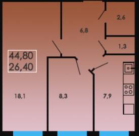 2-кімнатна 44.8 м² в ЖК Лузанівський Парк від забудовника, Одеса