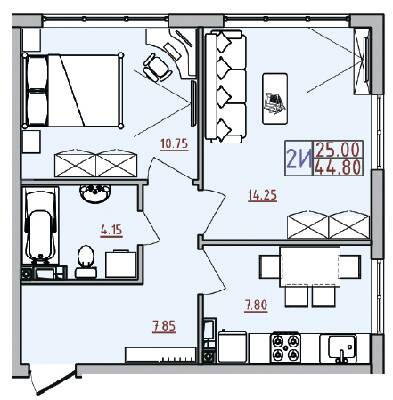 2-кімнатна 44.8 м² в ЖМ Острови від 13 500 грн/м², Одеса