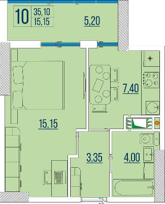 1-кімнатна 35.1 м² в ЖК Бульвар Акацій від 23 700 грн/м², Одеса