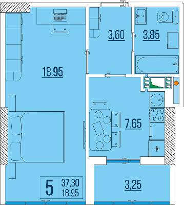 1-кімнатна 37.3 м² в ЖК Бульвар Акацій від 23 700 грн/м², Одеса
